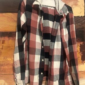 Men’s Medium Long Sleeve Button Hollister Shirt with Hoodie